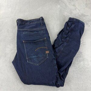 Vintage G-Star Men's Sz 40x31 Staq 3D Tapered Dark Indigo Denim Jeans Button Fly